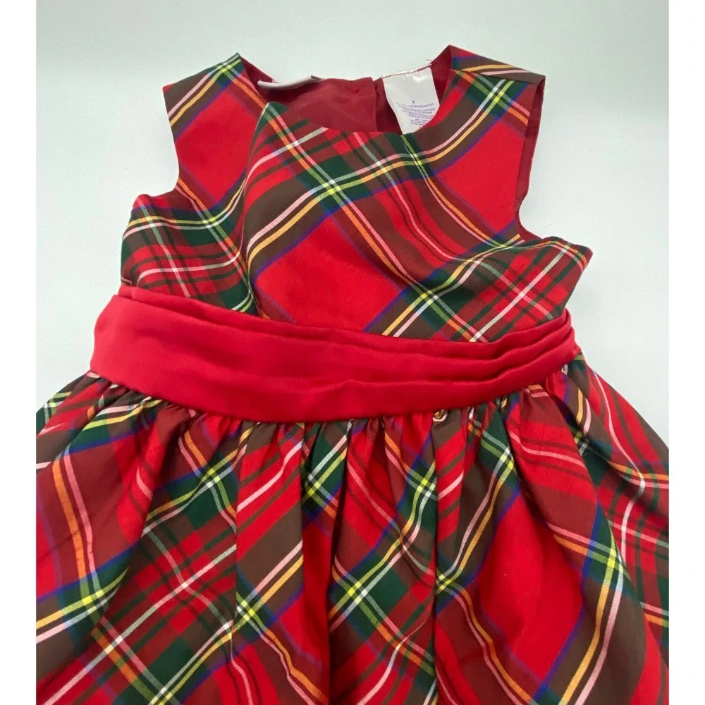 Blueberi Boulevard Kids Red Tartan Plaid Holiday Dress Size 6 Tulle Skirt Bow